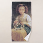Child Braiding a Crown, Bouguereau Badhanddoek (Badhanddoek)