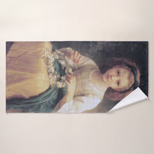 Child Braiding a Crown, Bouguereau Badhanddoek (Badhanddoek)