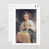 Child Braiding a Crown, Bouguereau Briefkaart (Voorkant / Achterkant)