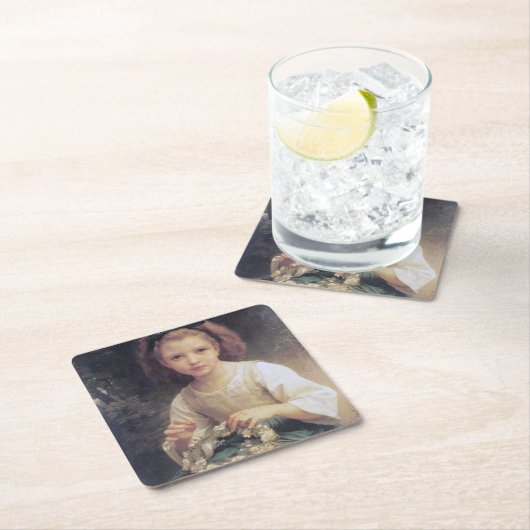 Child Braiding a Crown, Bouguereau Kartonnen Onderzetters (Insitu)