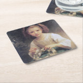 Child Braiding a Crown, Bouguereau Kartonnen Onderzetters (Schuin)