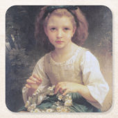 Child Braiding a Crown, Bouguereau Kartonnen Onderzetters (Voorkant)
