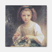 Child Braiding a Crown, Bouguereau Magneet (Voorkant)