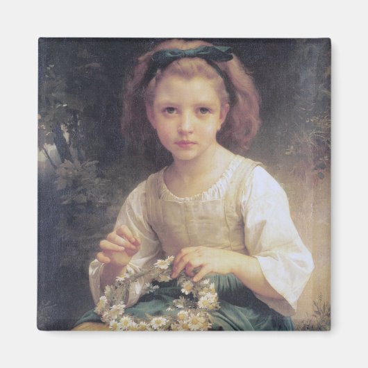 Child Braiding a Crown, Bouguereau Magneet (Voorkant)