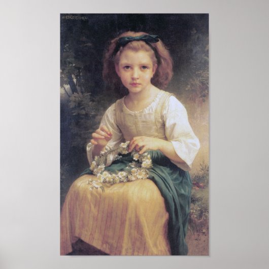 Child Braiding a Crown, Bouguereau Poster (Voorkant)
