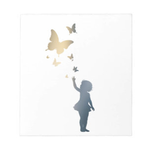 Child Butterfly Happy Life Illustratie Silhouet Notitieblok