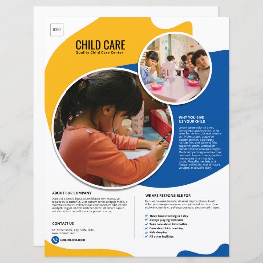 Child Care Flyer Template (Voorkant / Achterkant)