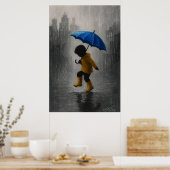 Child Dancing in the Rain Poster (Keuken)