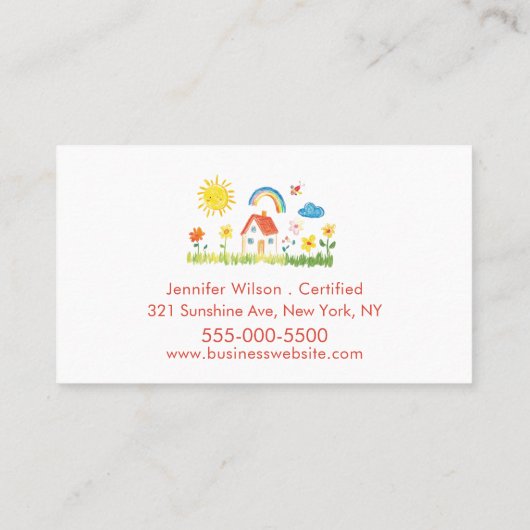 Child Daycare Childcare Service Rainbow Visitekaartje (Achterkant)