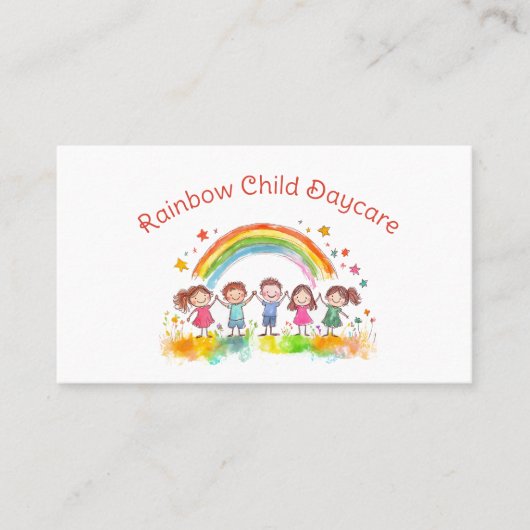 Child Daycare Childcare Service Rainbow Visitekaartje (Voorkant)