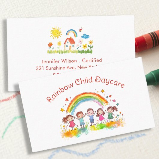 Child Daycare Childcare Service Rainbow Visitekaartje
