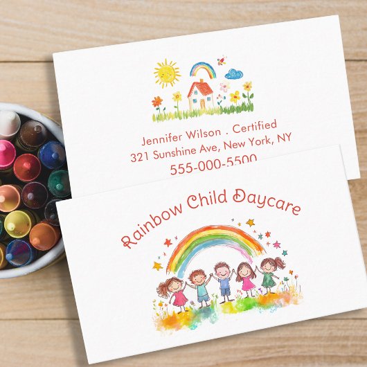 Child Daycare Childcare Service Rainbow Visitekaartje
