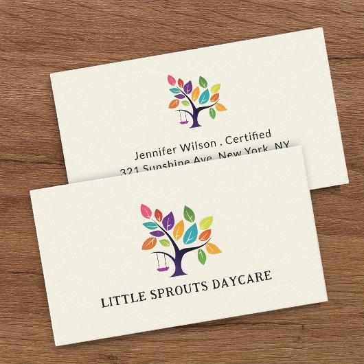 Child Daycare Childcare Service Tree Logo Visitekaartje