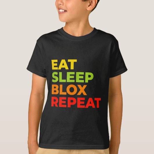 Child Eat Sleep Blox Repeat - Kids Gaming Slogan F T-shirt (Voorkant)