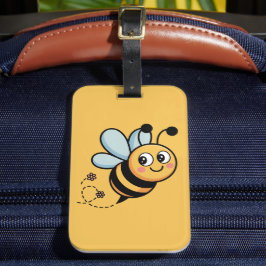 Child-Friendly Bee Mascot with Dotted Trail Bagagelabel