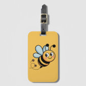 Child-Friendly Bee Mascot with Dotted Trail Bagagelabel (Voorkant (verticaal))