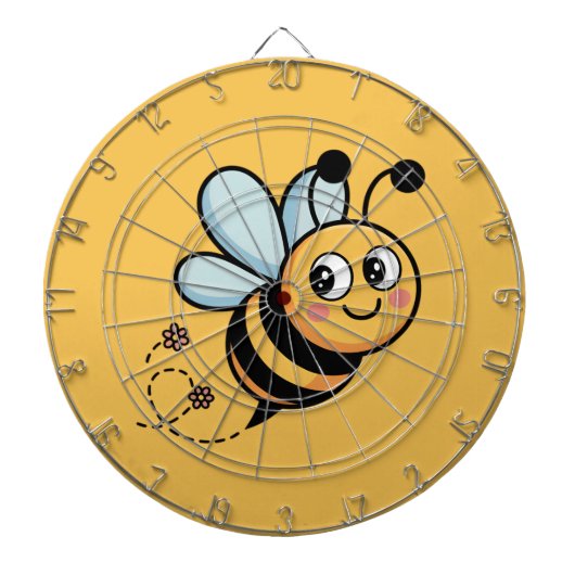 Child-Friendly Bee Mascot with Dotted Trail Dartbord (Voorkant)