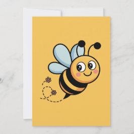 Child-Friendly Bee Mascot with Dotted Trail Feestdagenkaart
