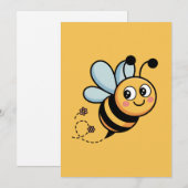 Child-Friendly Bee Mascot with Dotted Trail Feestdagenkaart (Voorkant / Achterkant)