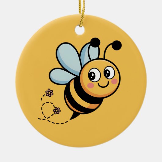 Child-Friendly Bee Mascot with Dotted Trail Keramisch Ornament (Voorkant)
