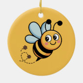 Child-Friendly Bee Mascot with Dotted Trail Keramisch Ornament (Achterkant)