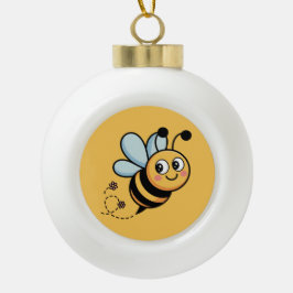 Child-Friendly Bee Mascot with Dotted Trail Keramische Bal Ornament