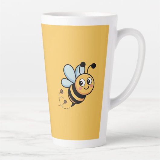 Child-Friendly Bee Mascot with Dotted Trail Latte Mok (Rechts)