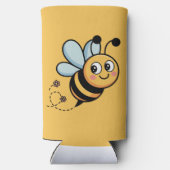 Child-Friendly Bee Mascot with Dotted Trail Seltzer Blikjeskoeler (Achterkant)