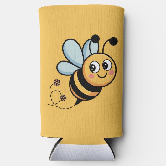 Child-Friendly Bee Mascot with Dotted Trail Seltzer Blikjeskoeler (Voorkant)