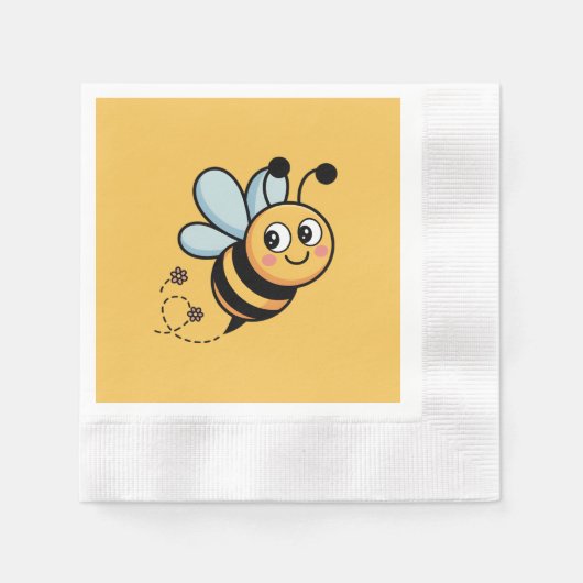 Child-Friendly Bee Mascot with Dotted Trail Servet (Voorkant)