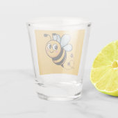Child-Friendly Bee Mascot with Dotted Trail Shot Glas (Achterkant)