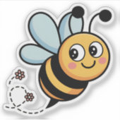 Child-Friendly Bee Mascot with Dotted Trail Sticker (Voorkant)