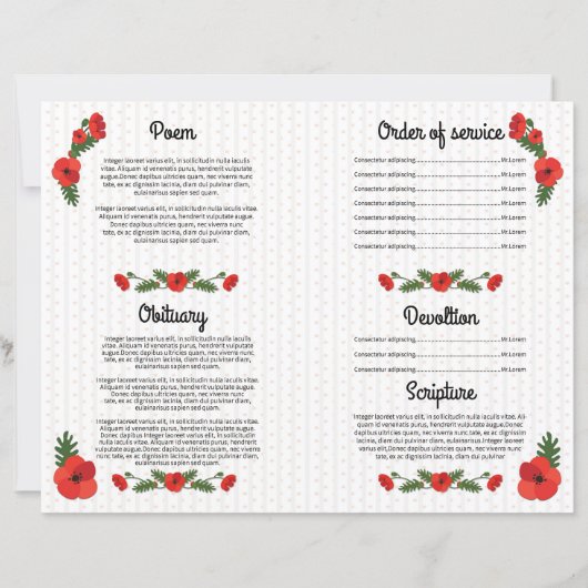 Child Funeral Program Template (Achterkant)