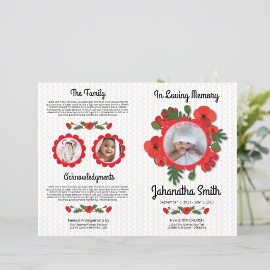 Child Funeral Program Template (Staand voorkant)