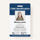 Child Identification Photo Navy Blue Badge (Voorkant)
