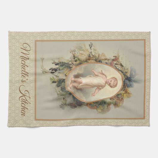 Child Jesus Autumn Floral Theedoek (Horizontaal)