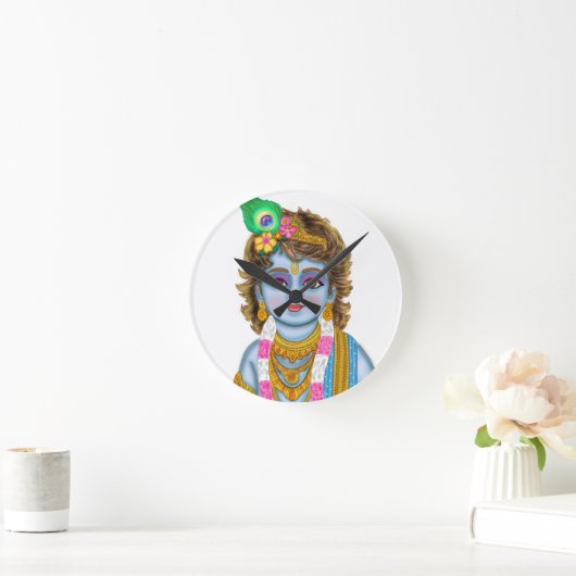 Child Krishna Clock Ronde Klok (Huis)