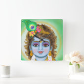 Child Krishna Clock Vierkante Klok (Huis)