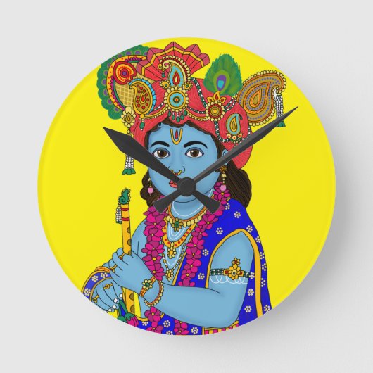 Child Krishna Wall Clock Ronde Klok (Voorkant)