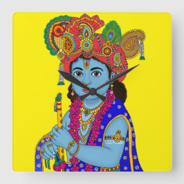 Child Krishna Wall Clock Vierkante Klok