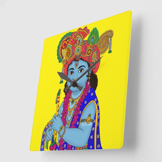 Child Krishna Wall Clock Vierkante Klok (Hoek)