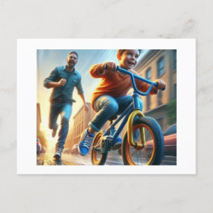 Child Learning to Bike, Postcard Briefkaart