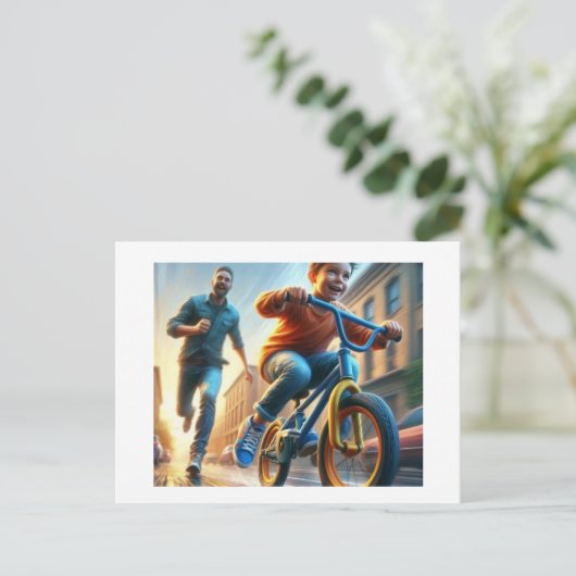 Child Learning to Bike, Postcard Briefkaart (Staand voorkant)