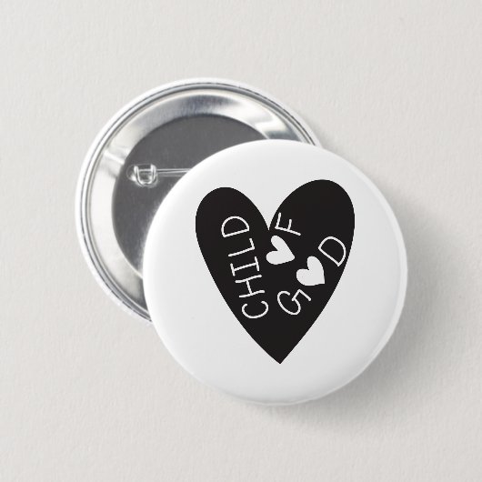 Child of God Black Heart Ronde Button 5,7 Cm (Voorkant /achterkant)