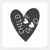 Child of God Black Heart Vierkante Sticker (Voorkant)