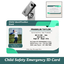 Child Photo Emergency ID Identification Kaart Badg Badge