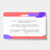 Child Photo Emergency ID Identification Kaart Badg Badge (Achterkant)