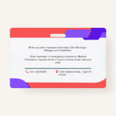 Child Photo Emergency ID Identification Kaart Badg Badge (Achterkant)