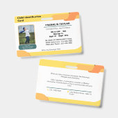 Child Photo Emergency ID Identification Kaart Badg Badge (Voor- en achterkant)
