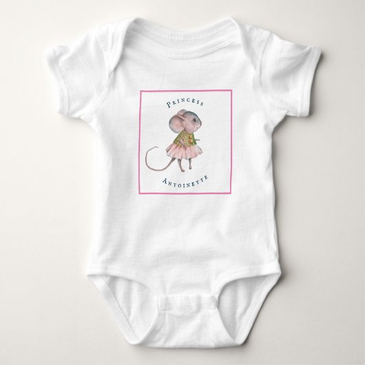Child Pink Blue Girly Rat Mouse Personal Prinses Romper (Voorkant)